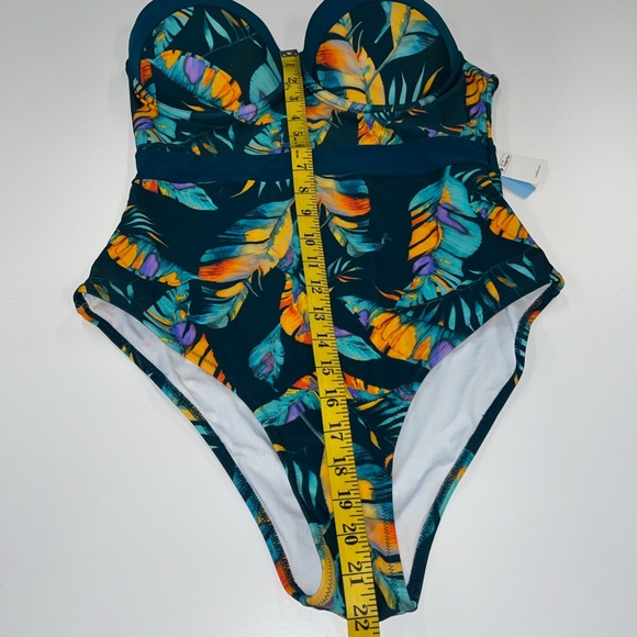 Women’s CUPSHE Teal Floral Print One-Piece Swimsuit  Size XL NWT - Picture 7 of 9